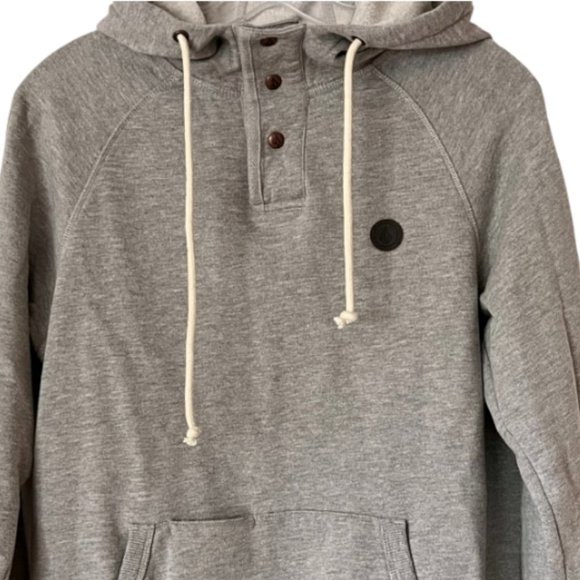 Volcom Henley Cotton Blend Snap Up Hoodie, Marled Gray - S - Picture 2 of 12